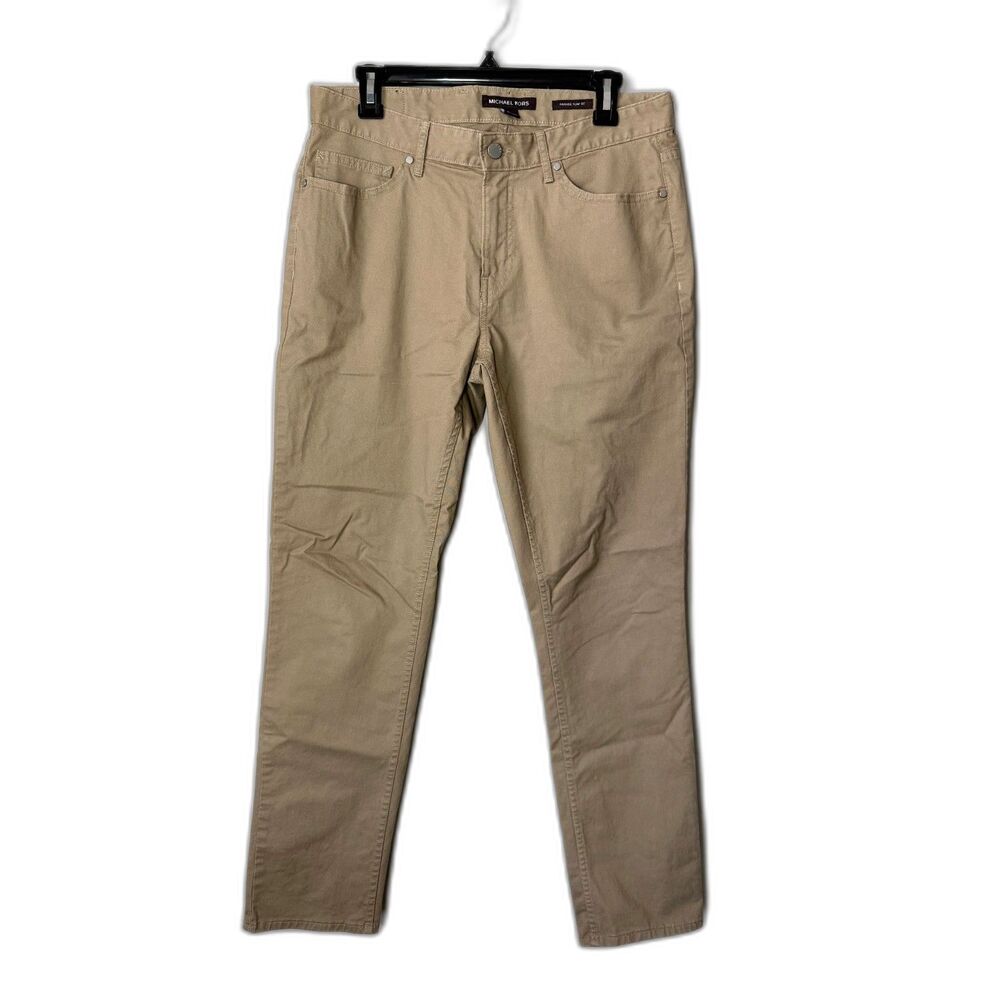 Michael Kors Parker Slim Fit Pants 30x32 Khaki Tan 5 Pocket Twill Chinos